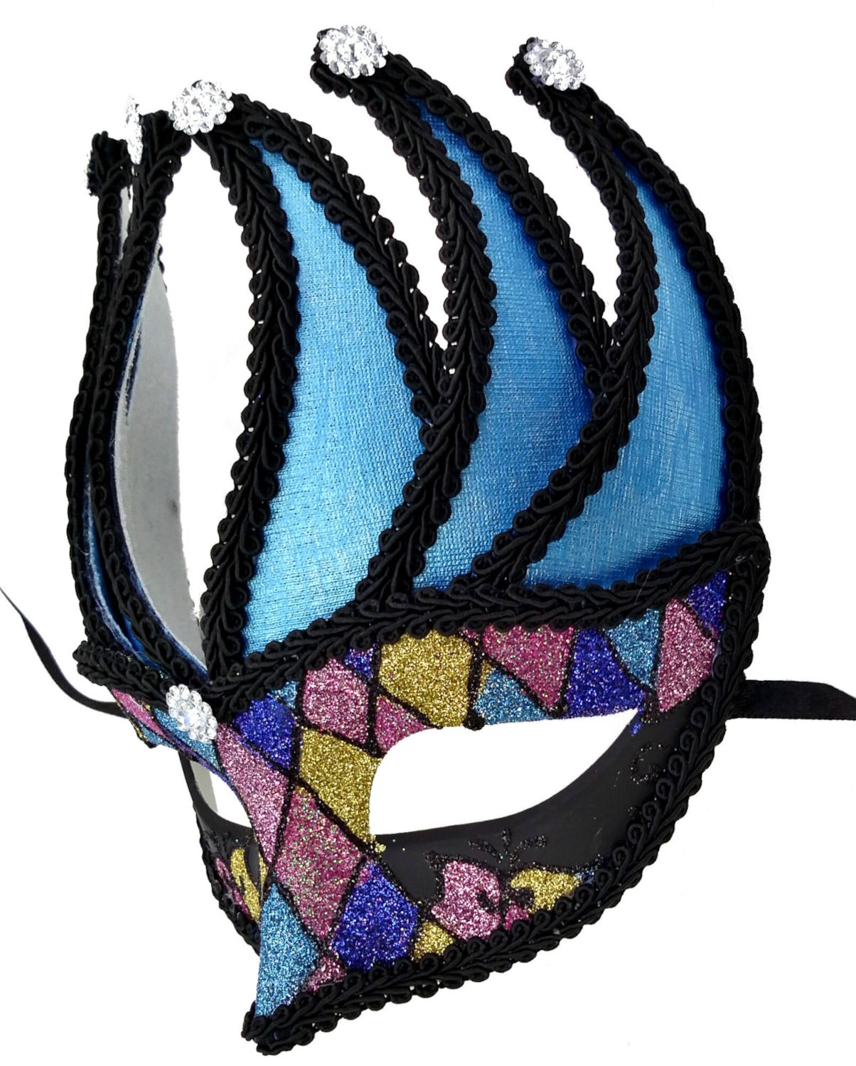 (image for) Blue & Black Harlequin Masquerade Mask - U033