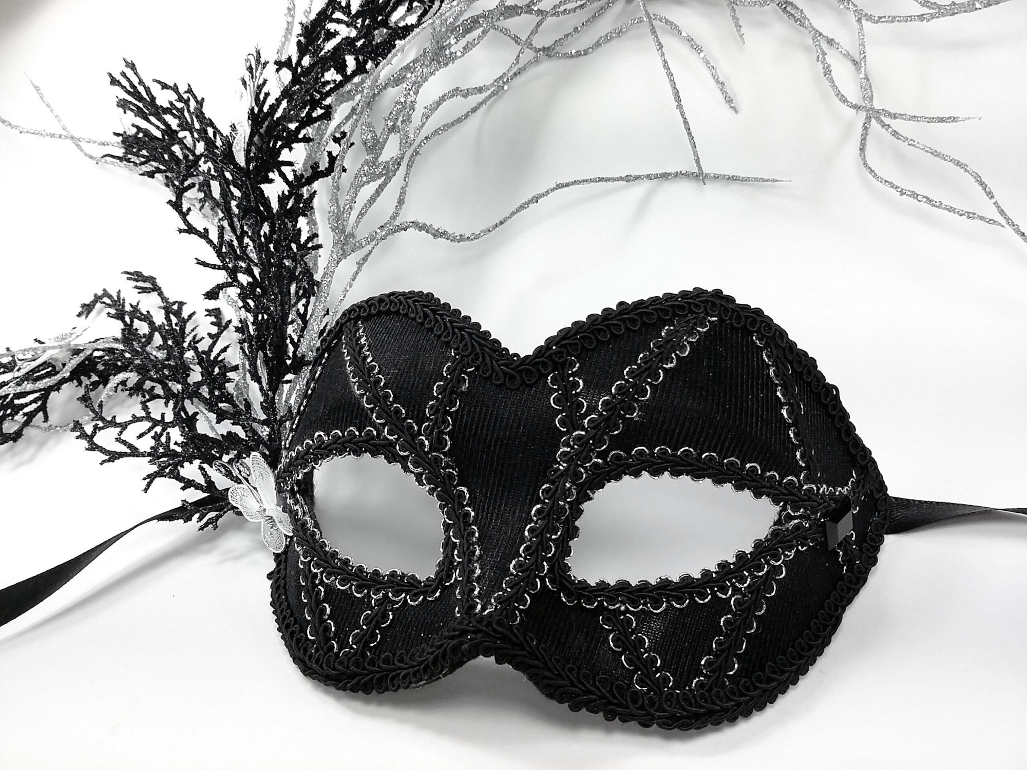 (image for) Fairytale Black & Silver Butterflies Women's Masquerade Mask UM131F