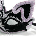 (image for) Black & Lilac Kitty Mask - Women or Child Costume Party Eyemask - Venetian Mask - UM123