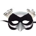 (image for) Costume Mask resembling Magpie Bird Costume Party Eyemask Black & Silver Venetian Feather Mask - UM143