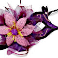 (image for) Purple & Pink Masquerade Mask with Organza & Sinamay Flower - U1005