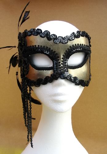 (image for) Black & Gold Elegance Costume Mask Themed Parties Halloween - MJ756