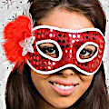 (image for) Clare Christmas Red & White Feather Female Party Mask NF1727