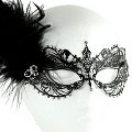 (image for) Eliza Black Metal Mask with Feathers TMK010