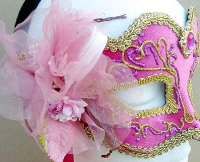 (image for) Pink Princess Feather Mask Themed Parties and Halloween NFP748