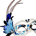 (image for) Brilliantina Silver/Aqua Feather Party Venitian Mask - BV032
