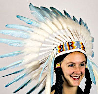 (image for) Native American Indian Light Blue & White Feather Headdressh - IND32