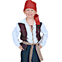(image for) Jack Sparrow from Pirate of the Caribbean SMALL (3-5yo) Premium Child Costume Halloween DF2611S