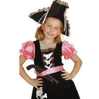 (image for) Black & Pink Child Pirate Luxury Costume (120-135cm height) Halloween QCO5847L