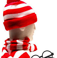(image for) Wally Style Red & White Set: Beanie Hat, Scarf & Glasses Adults or Book Week