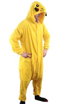 (image for) Pikachu style Costume Adult Jumpsuit Bodysuit Pajamas Halloween - Medium