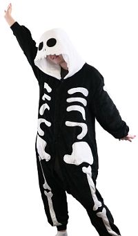 (image for) Skeleton Pajama Costume -Onesie Style- Adult Medium- or Child- Halloween