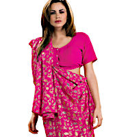 (image for) Luxury Pink Sari Indian Bollywood Adult Costume. Halloween Medium+ RC889189Std
