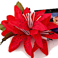 (image for) Christmas or Party Flower hair clip Tiger Lily Red silk Hawaiian 97030-Red