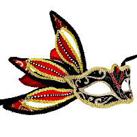 (image for) Exotic Flower Red, Black & Gold Masquerade Mask - Women's Costume mask UM144