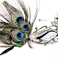 (image for) Peacock Black Metal Masquerade Mask with Feathers - UM168