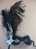 (image for) Silver Frost Black Feather Mask Themed Parties U602