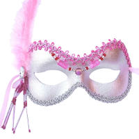 (image for) Victoria Silver/Pink Feather Mask Themed Parties LauraLucci Collection U753