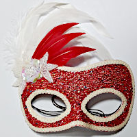 (image for) Silvana Christmas Red & White Feather Female Party Mask NF1728