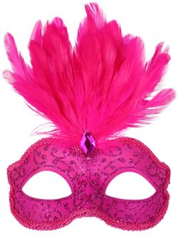 (image for) Daniella Hot Pink Feather Masquerade Party Mask Halloween - ND4149