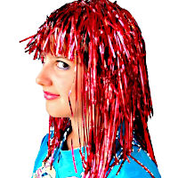 (image for) Red Tinsel Halloween Wig - Economy