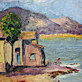 (image for) "Coast Landscape" by M.M. Constrasting FRAMED modern oil Painting PNT-0149