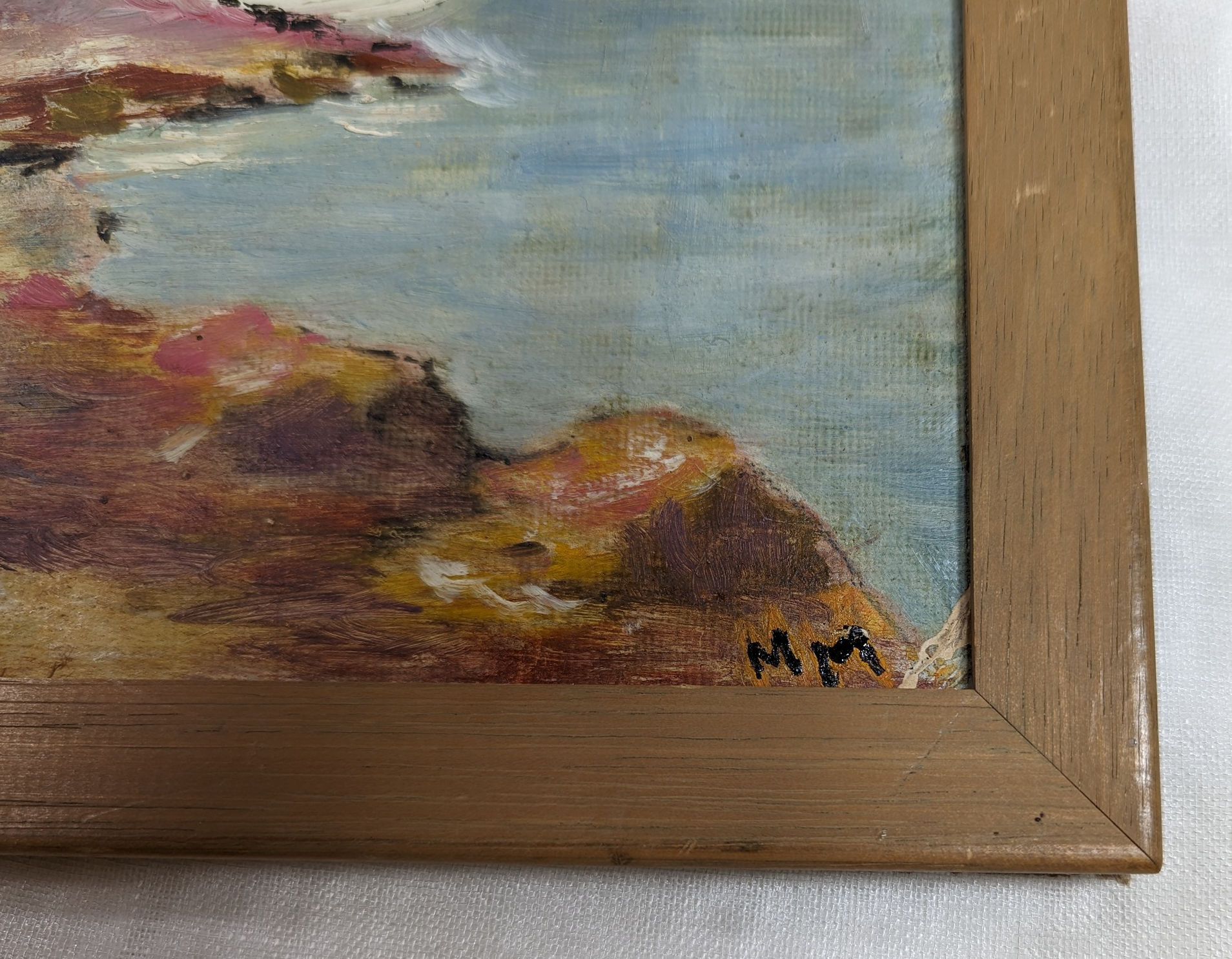 (image for) "Coast Landscape" by M.M. Constrasting FRAMED modern oil Painting PNT-0149 - Click Image to Close