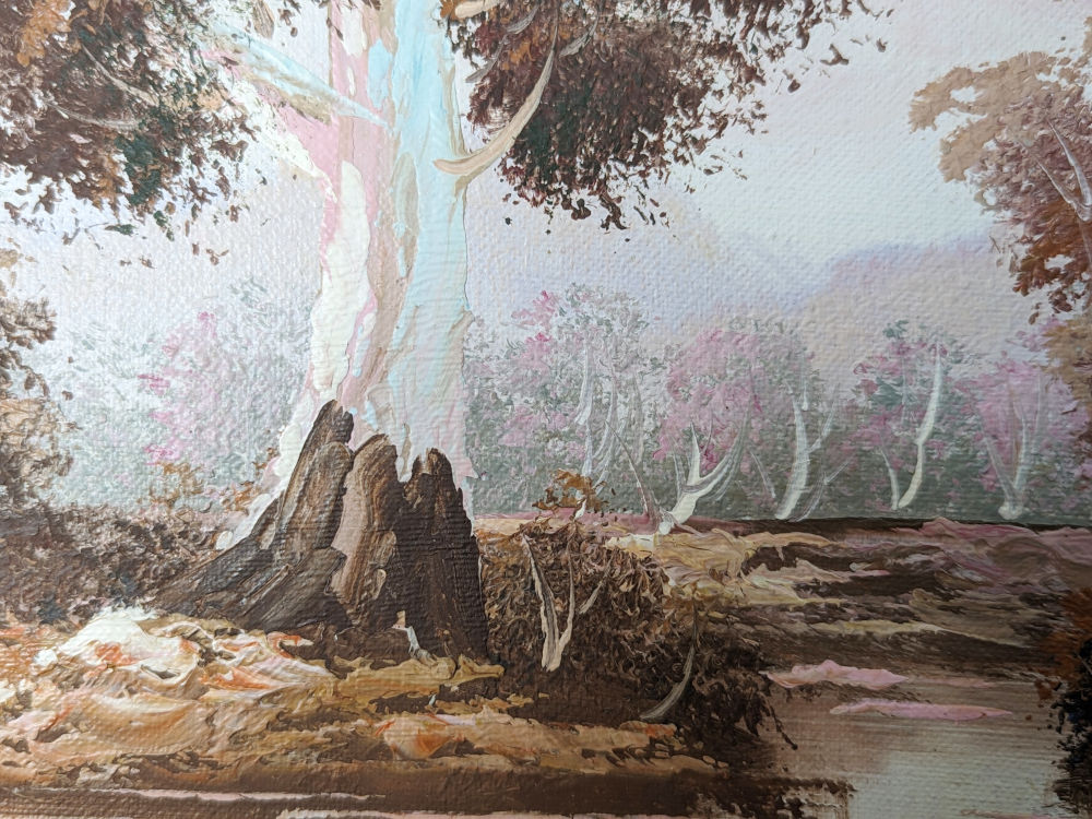 (image for) "Rare Landscape of Australia Outback" FRAMED painting by H.Burns - PNT-0152