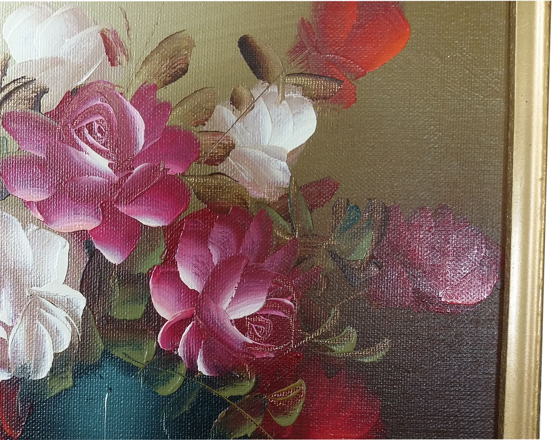(image for) Framed Taiwanese Vintage "Still Life Flower Pot" Original Oil Painting - PNT-0143